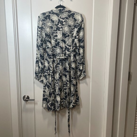 Anthropologie Navy and White Long Sleeved Shirt Dress Size 6 - Picture 2 of 7